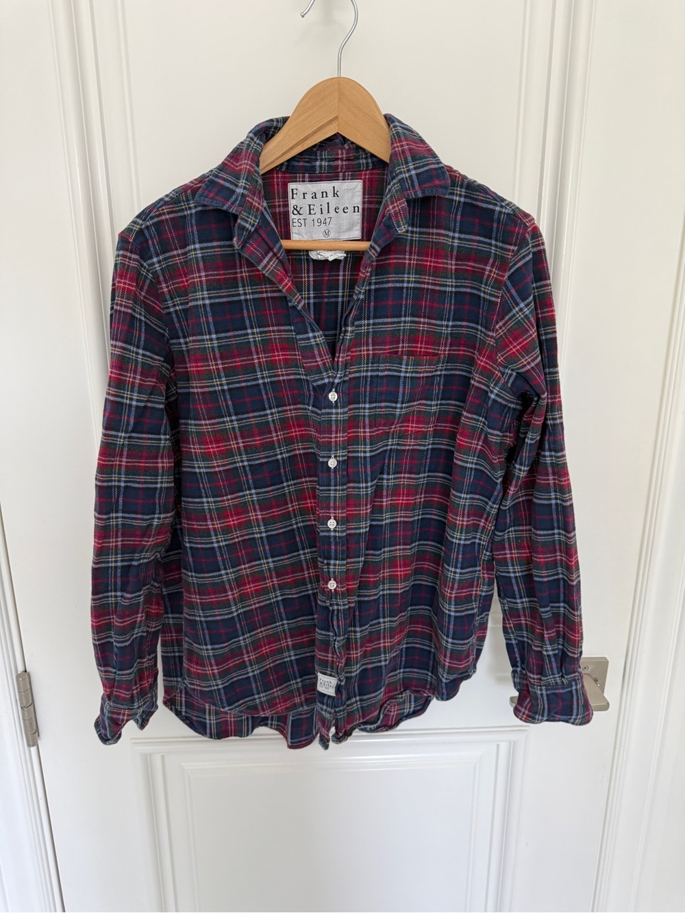 Frank & Eileen Navy and Red Plaid Flannel Button-Down Shirt